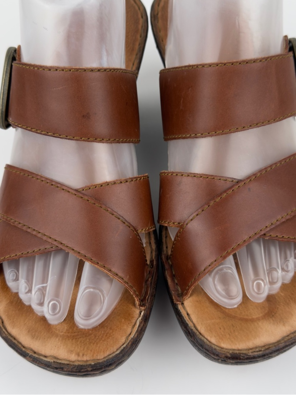 Born Salima Brown Leather Buckle Block Heel Sandals Womens 9 B92926 - Picture 5 of 12